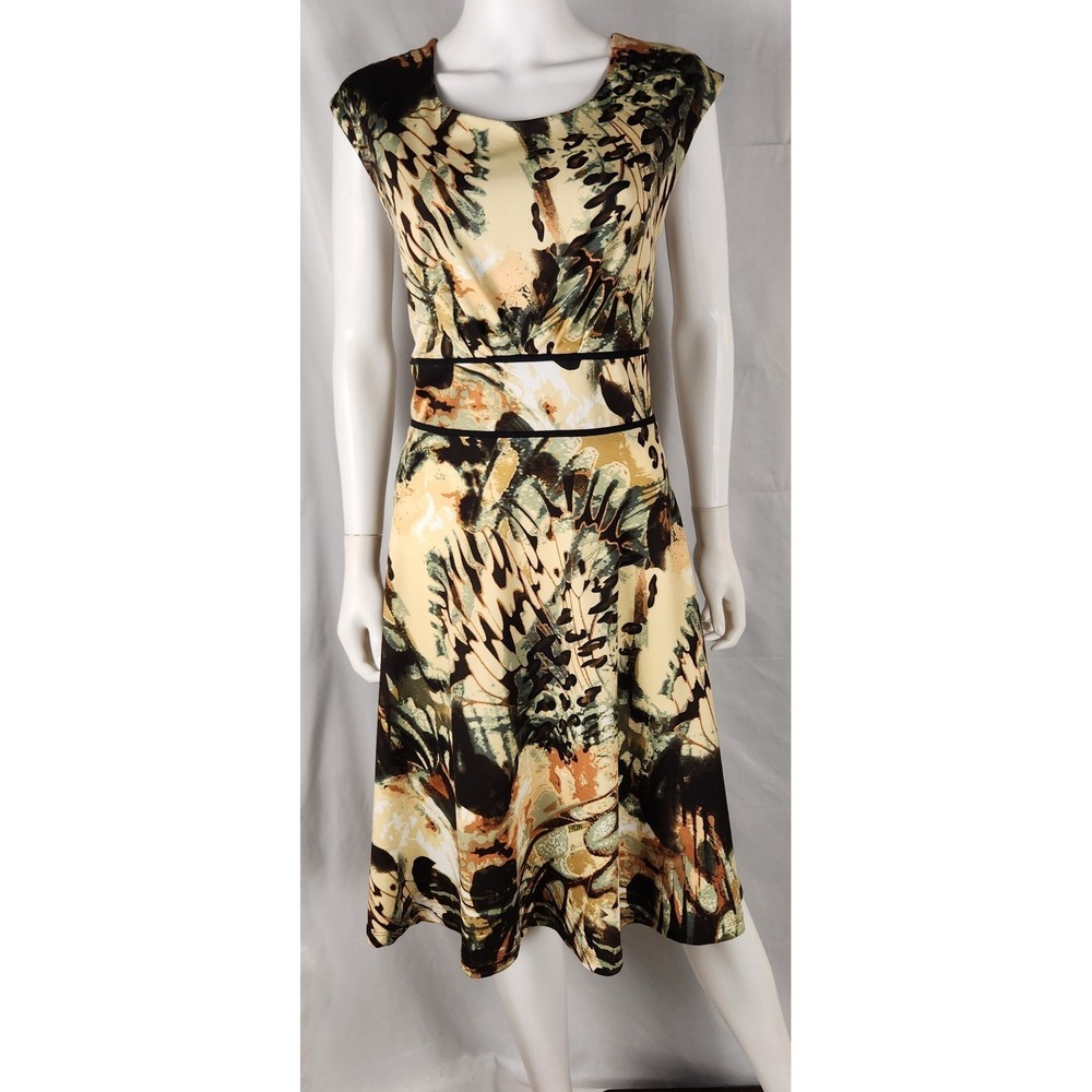I LE New York Abstract Cap Sleeve Corpcore/Neutral/2000s Dress 16